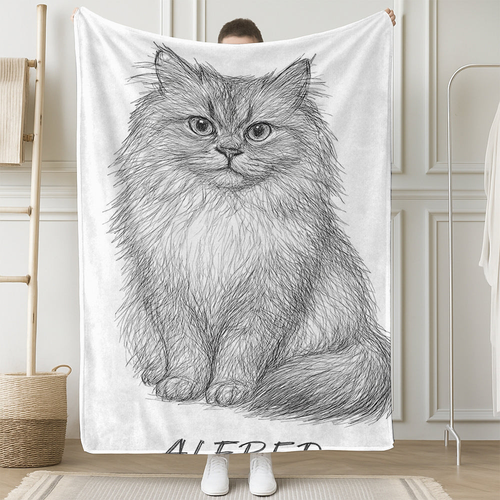 Custom Photo Cat Pencil Art