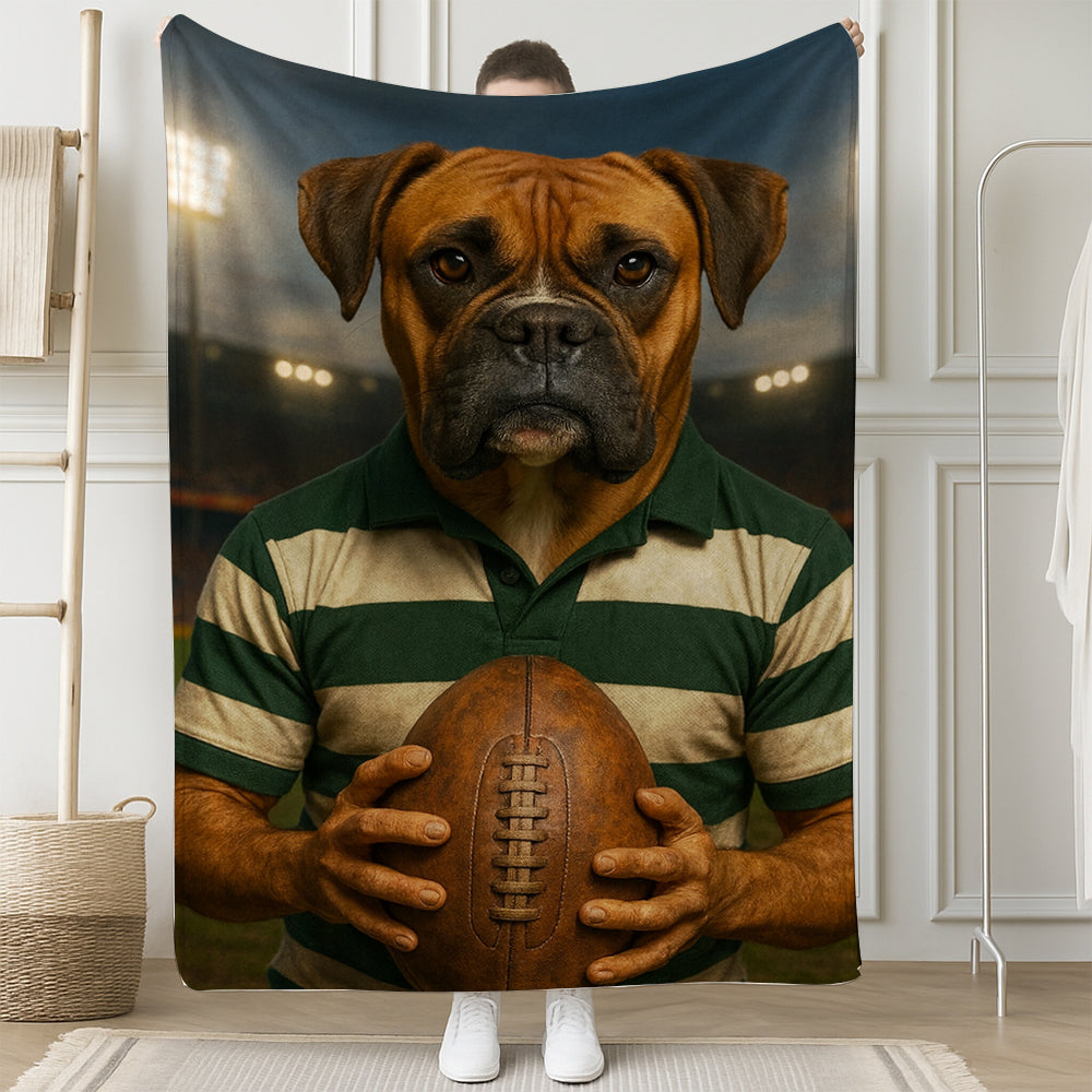 Custom Photo Rugby Player Dog BlanketGift For Dog Lover