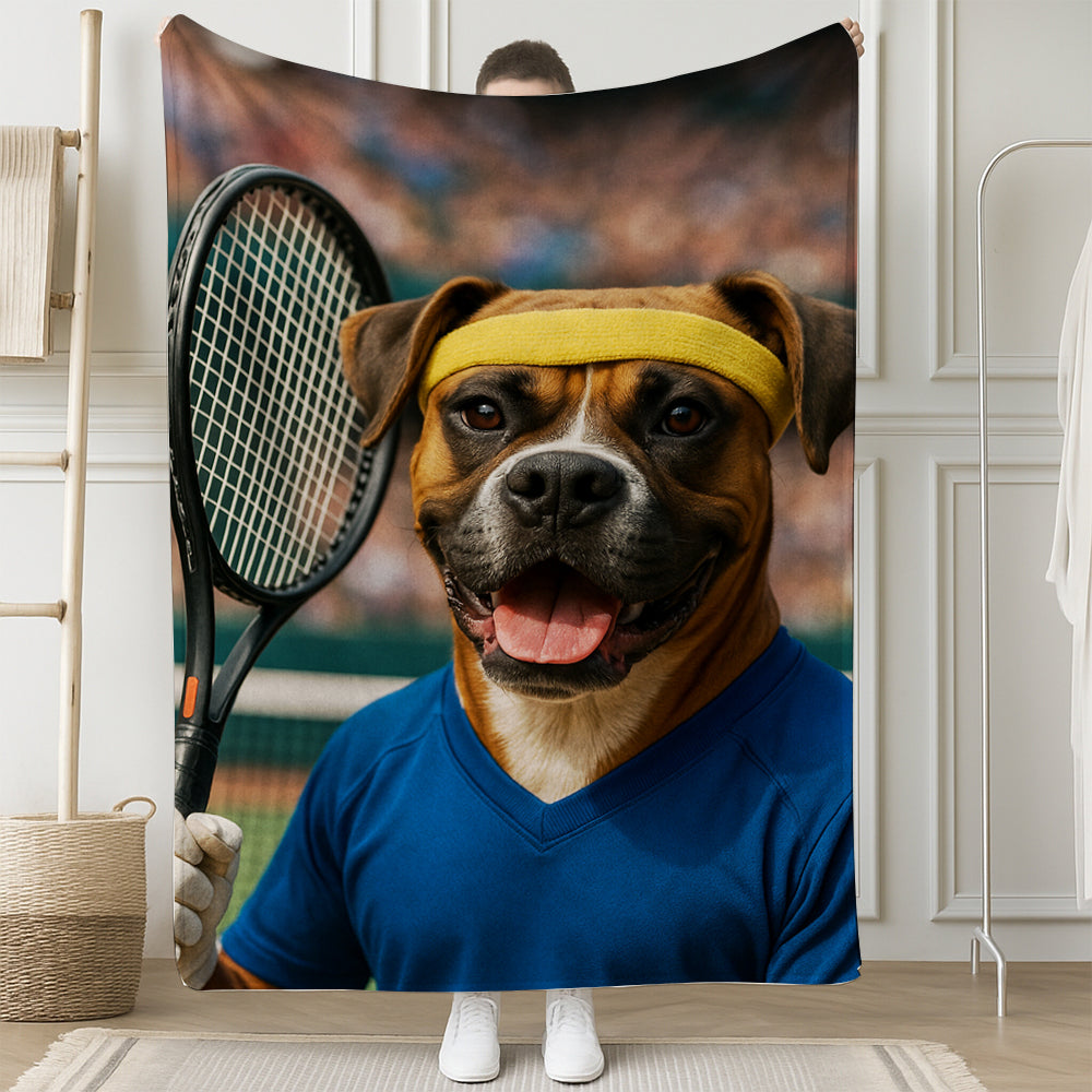Custom Photo Tennis Player Dog BlanketGift For Dog Lovers
