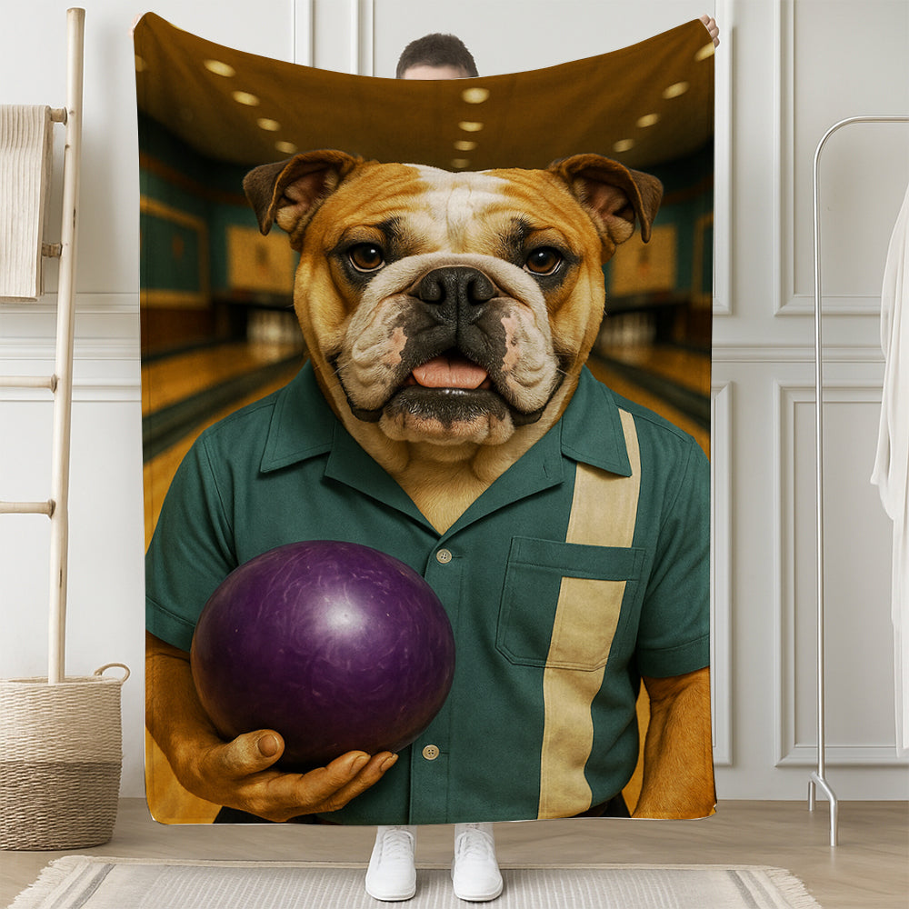 Custom Photo Bowling Dog BlanketGift For Dog Lovers