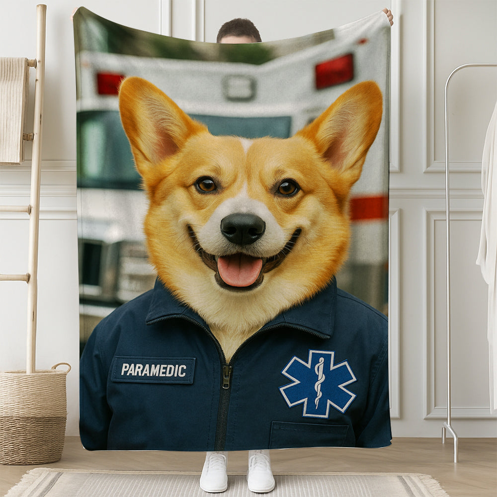 Custom Photo Paramedic Emt Dog BlanketGift For Dog Lovers