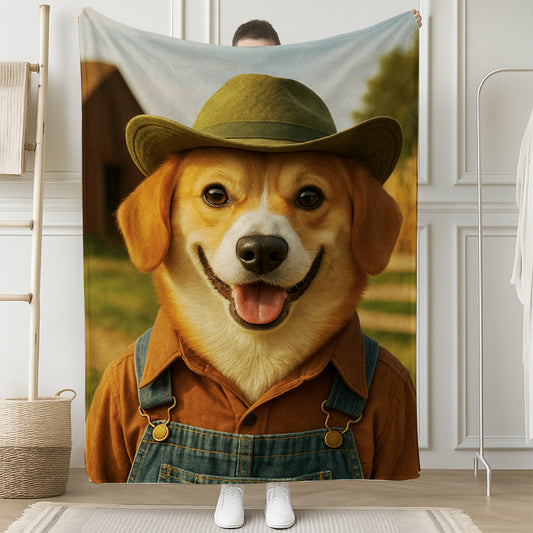 Custom Photo Farmer Farmhouse Dog Canvas