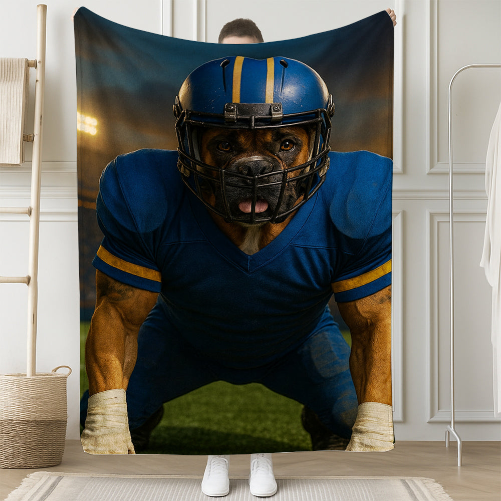 Custom Photo Football Player 2 Dog BlanketGift For Dog Lovers