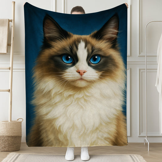 Custom Cat Deep Blue Blanket