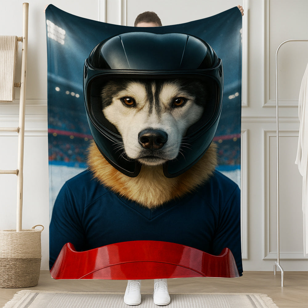 Custom Photo Bobsled Winter Race Dog BlanketGift For Dog Lovers