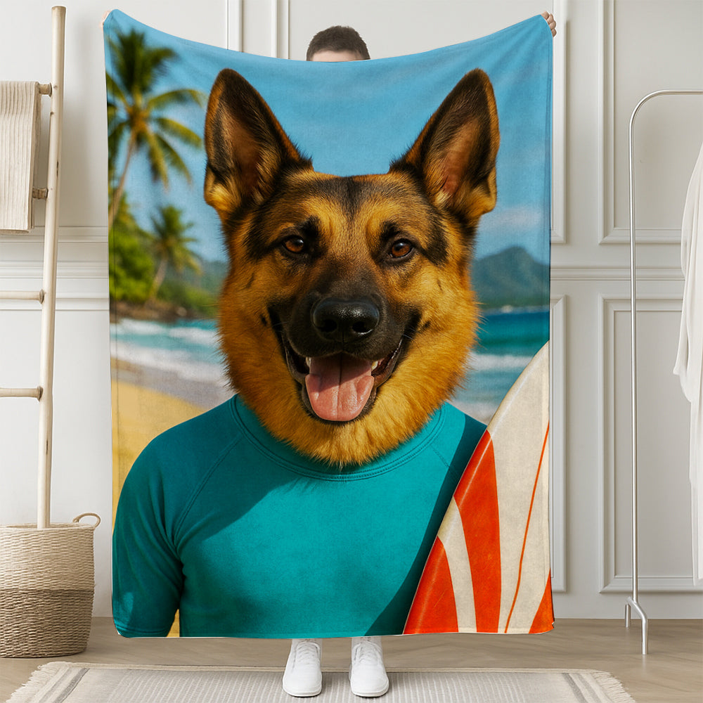 Custom Photo Surfer Beach Dog BlanketGift For Dog Lovers