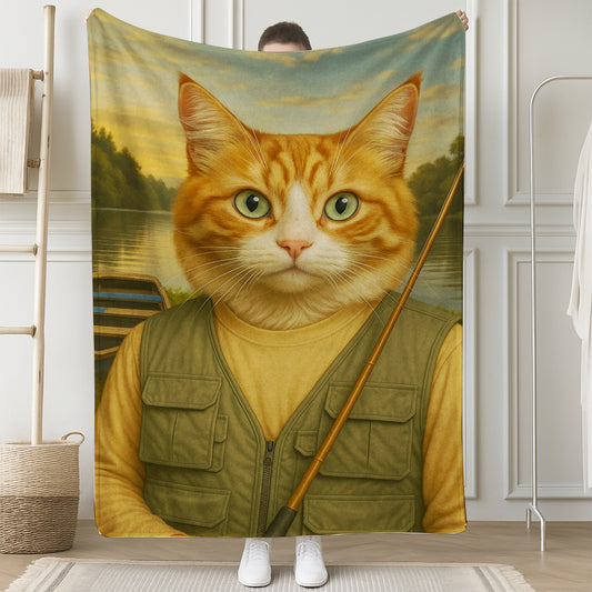Custom Photo Fisherman Cat Blanket