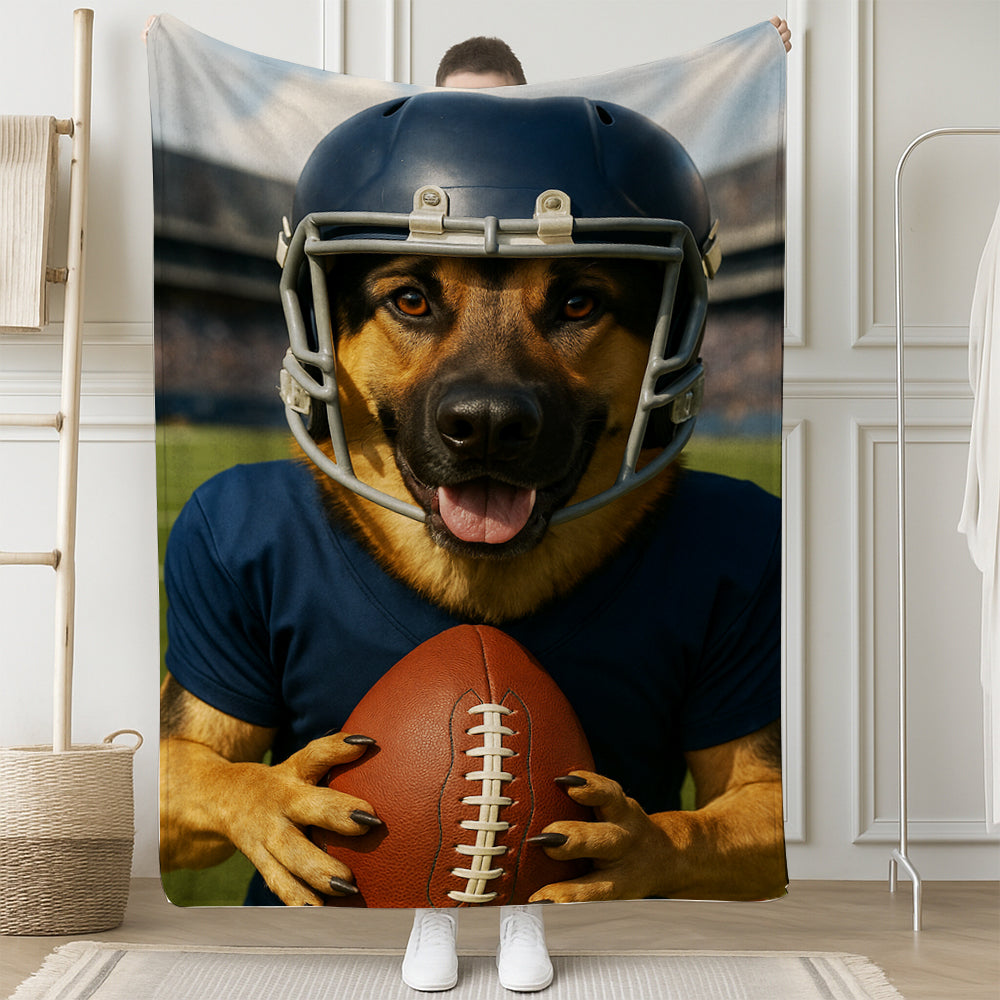 Custom Photo Footaball Dog BlanketGift For Dog Lovers