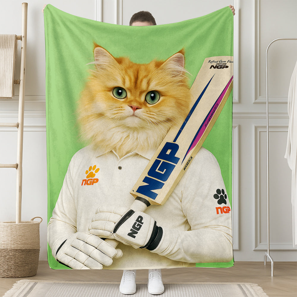 Custom Photo Cricketer Cat Blanket Gift For Cat Lovers