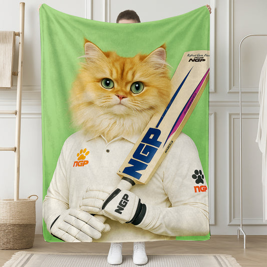 Custom Photo Cricketer Cat Blanket Gift For Cat Lovers