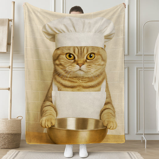 Custom Photo Cat Chef Blanket Gift For Cat Lovers