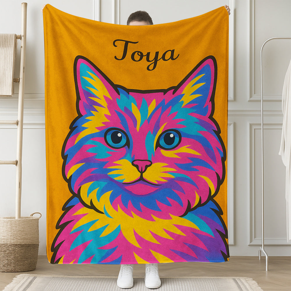 Custom Photo Minimalist Cat Blanket Gift For Cat Lovers