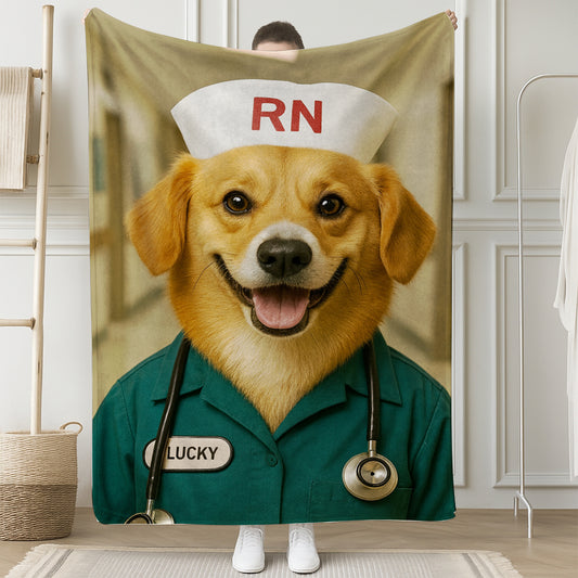Custom Photo Registed Nurse Dog BlanketGift For Dog Lovers