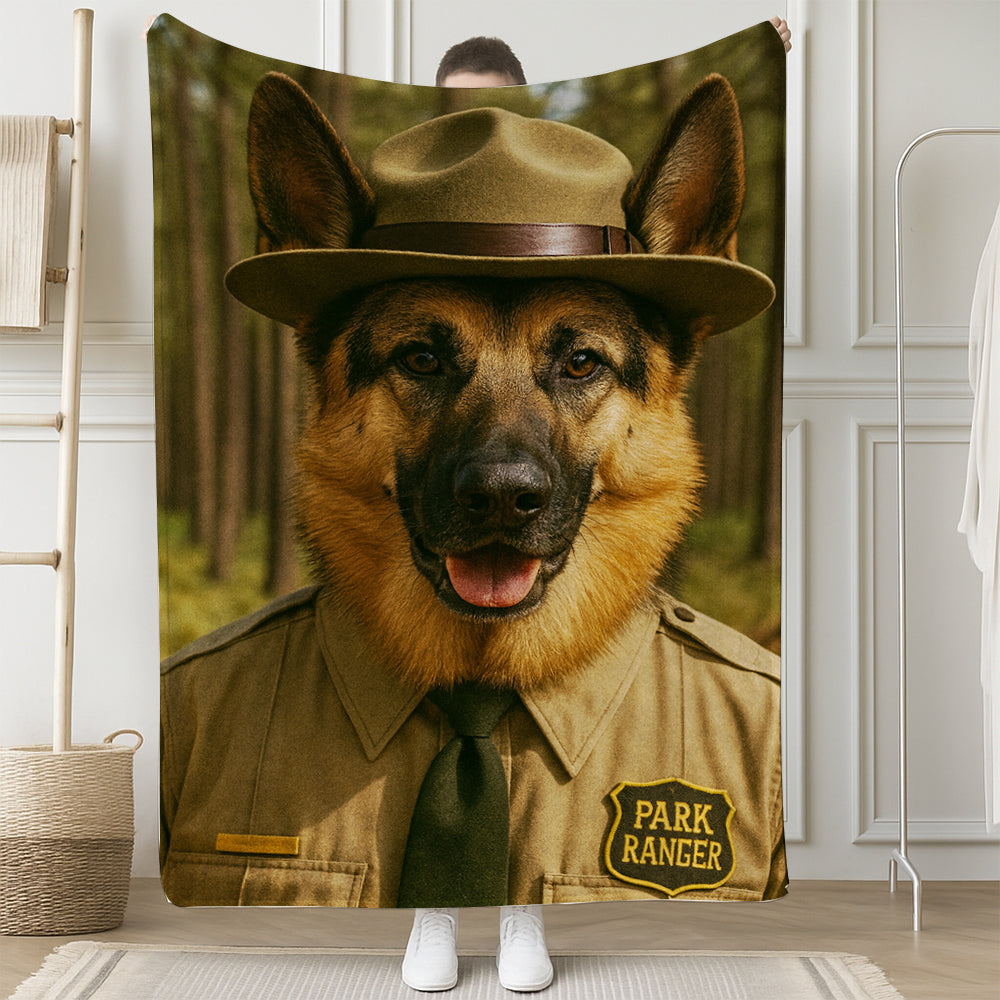 Custom Photo Park Ranger Dog Canvas