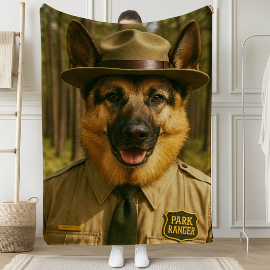 Custom Photo Park Ranger Dog Canvas