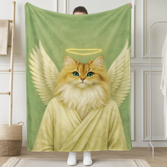 Custom Photo Angel Cat  Blanket Memorial Gift For Cat Lover