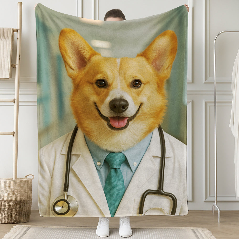Custom Photo Doctor Dog BlanketGift For Dog Lovers