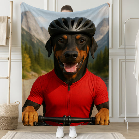 Custom Photo Cyclist Dart Bike Dog BlanketGift For Dog Lovers