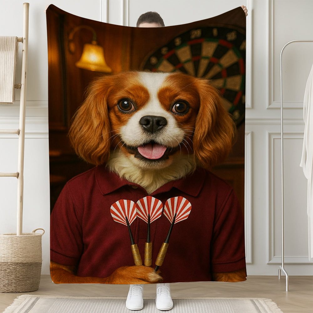Custom Photo Dart Player Dog BlanketGift For Dog Lovers