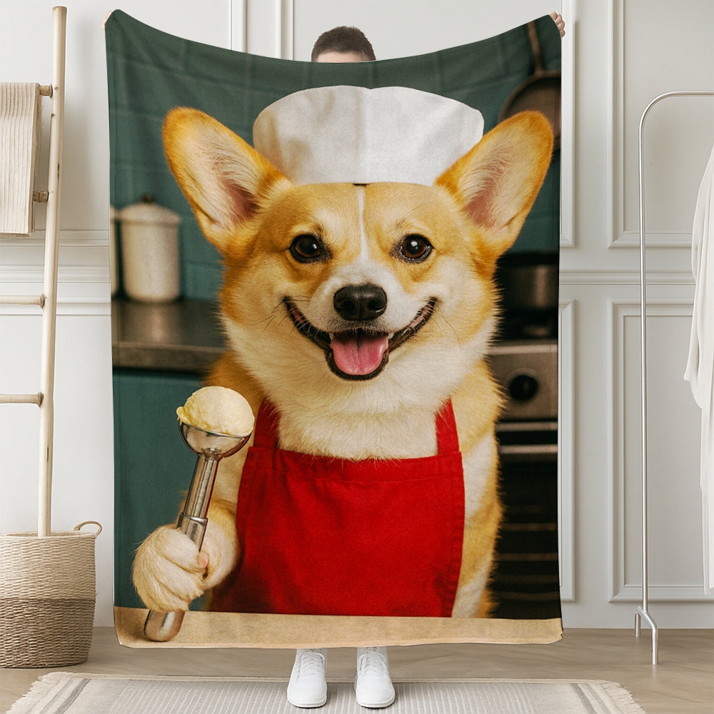 Custom Photo Dog Chef BlanketGift For Dog Lovers