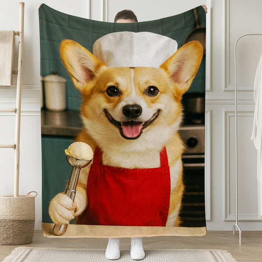 Custom Photo Dog Chef BlanketGift For Dog Lovers