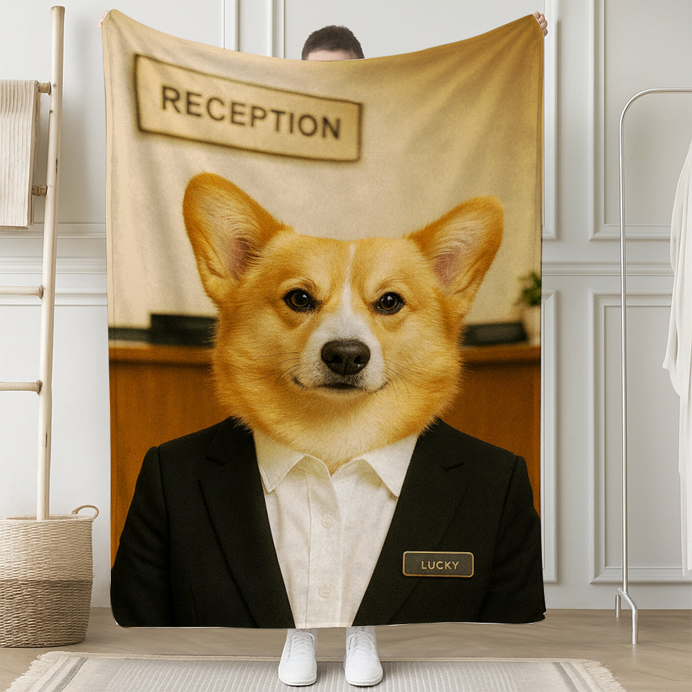 Custom Photo Receptionist Dog BlanketGift For Dog Lovers