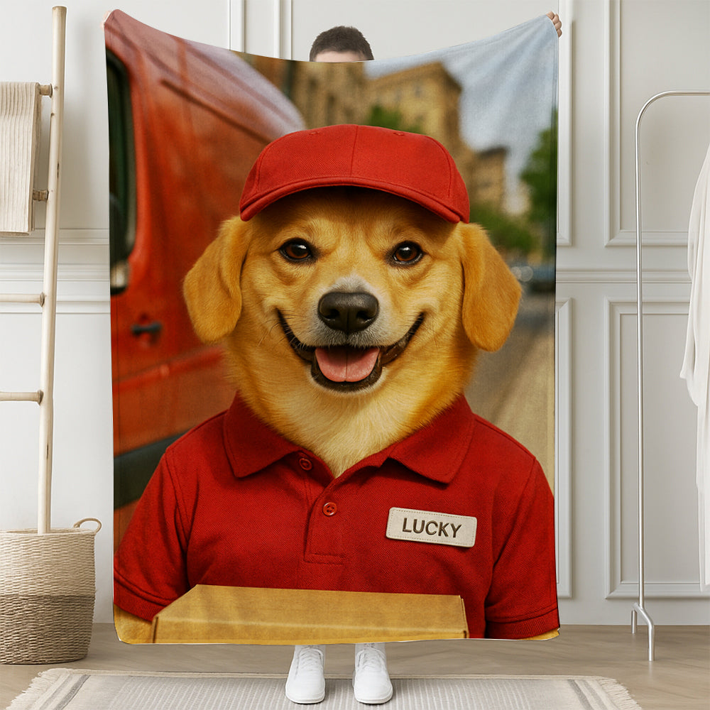 Custom Photo Courier Delivery BlanketGift For Dog Lovers