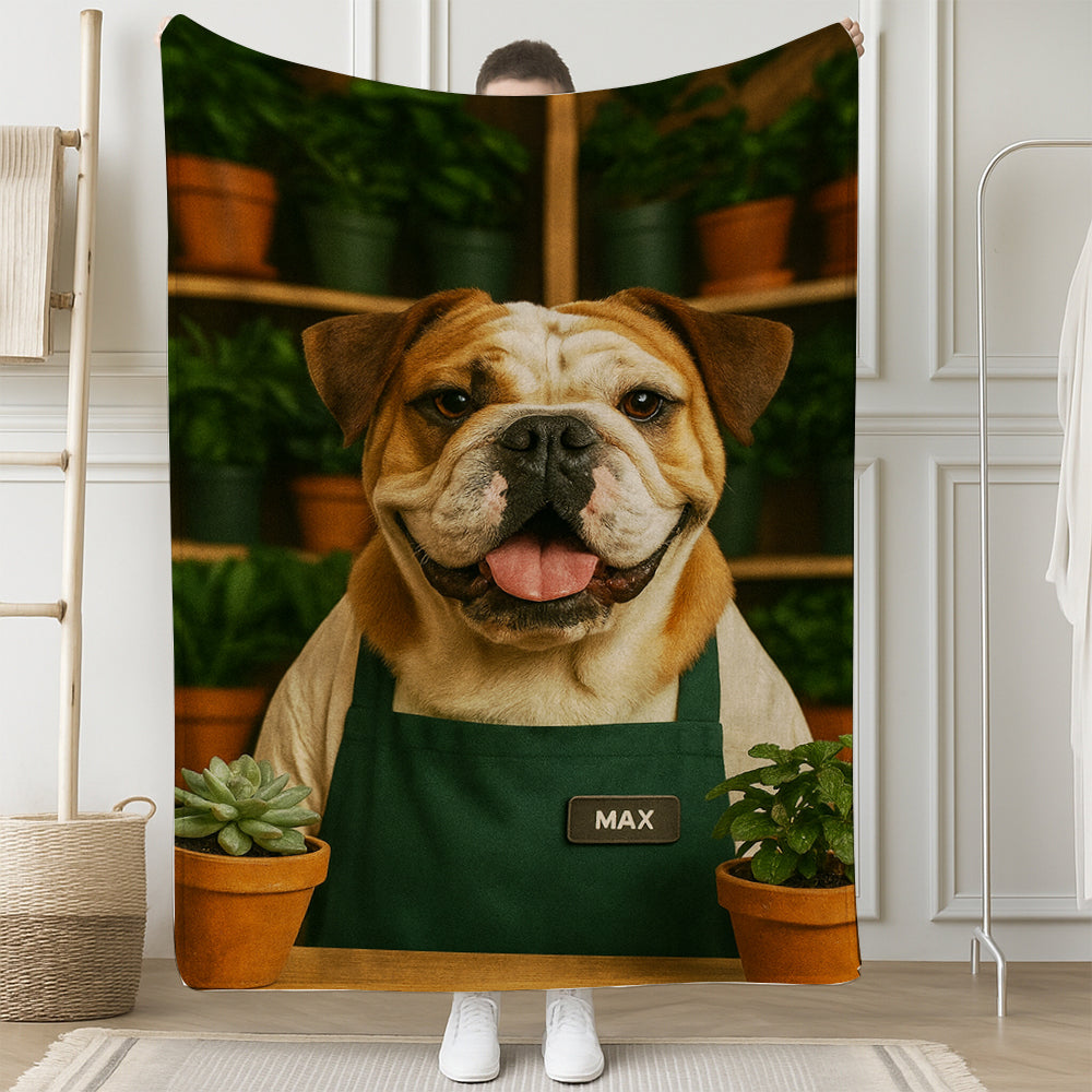 Custom Photo Gardener Dog BlanketGift For Dog Lovers