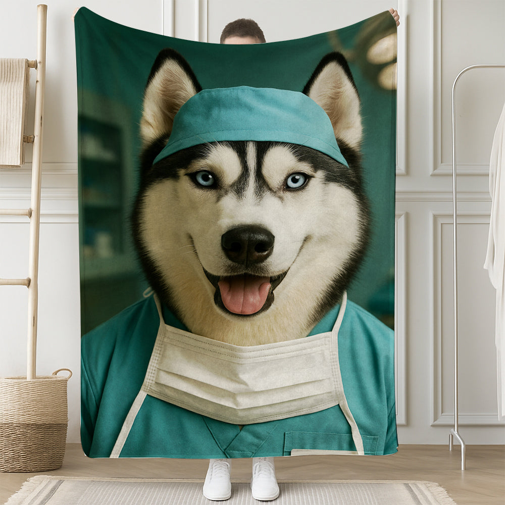 Custom Photo Surgeon Dog BlanketGift For Dog Lovers