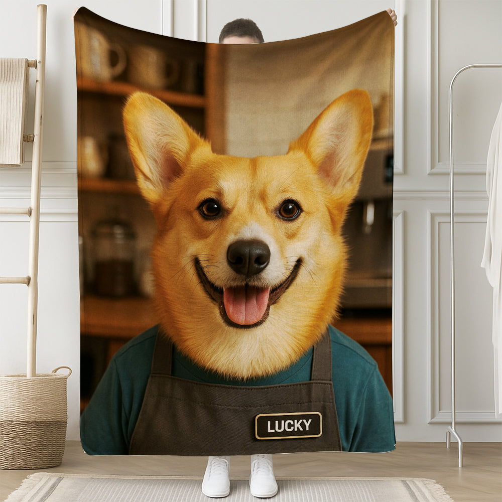 Custom Photo Barista Dog BlanketGift For Dog Lovers