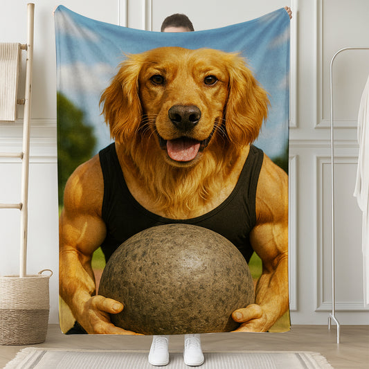Custom Photo Strongman Dog BlanketGift For Dog Lovers
