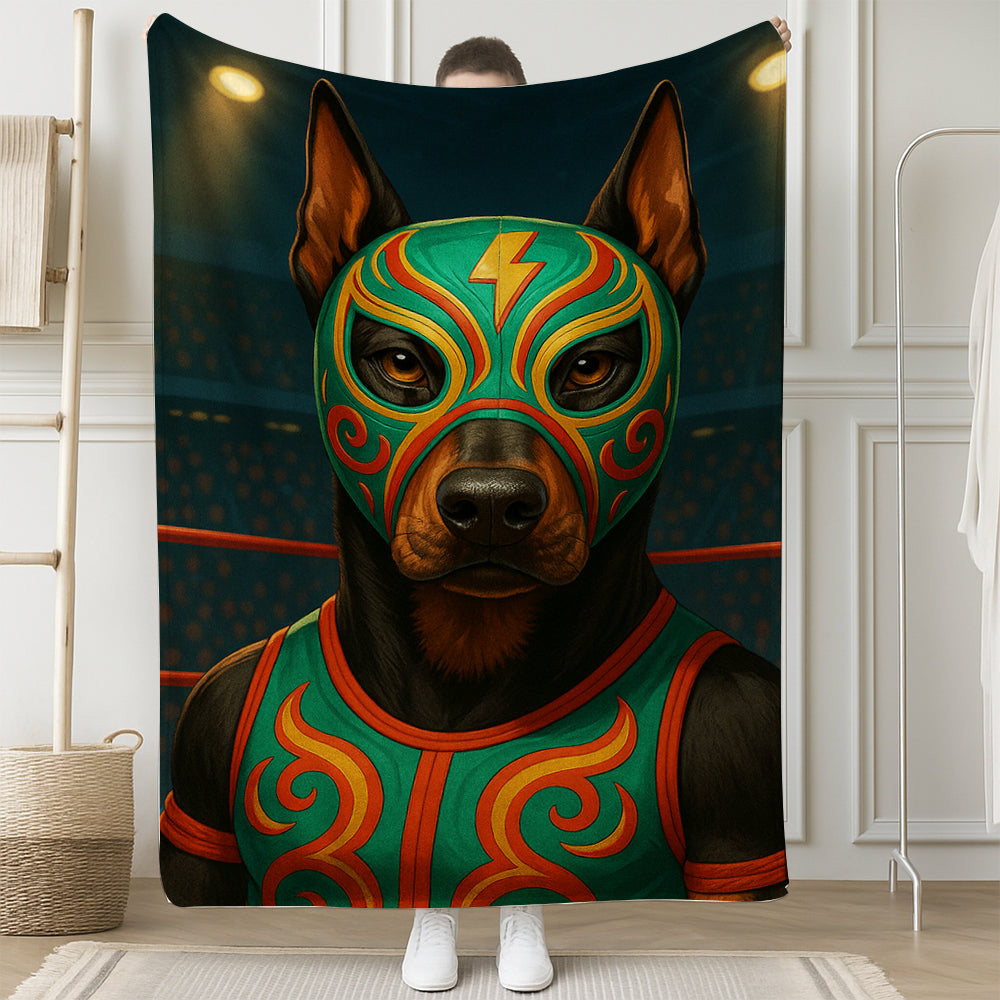 Custom Photo Lucha Libre Wrestler Mask Dog BlanketGift For Dog Lovers