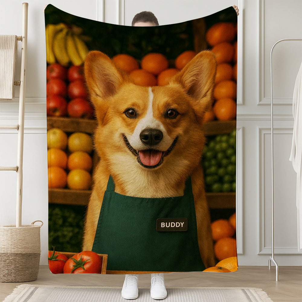 Custom Photo Grocer Store Dog BlanketGift For Dog Lovers