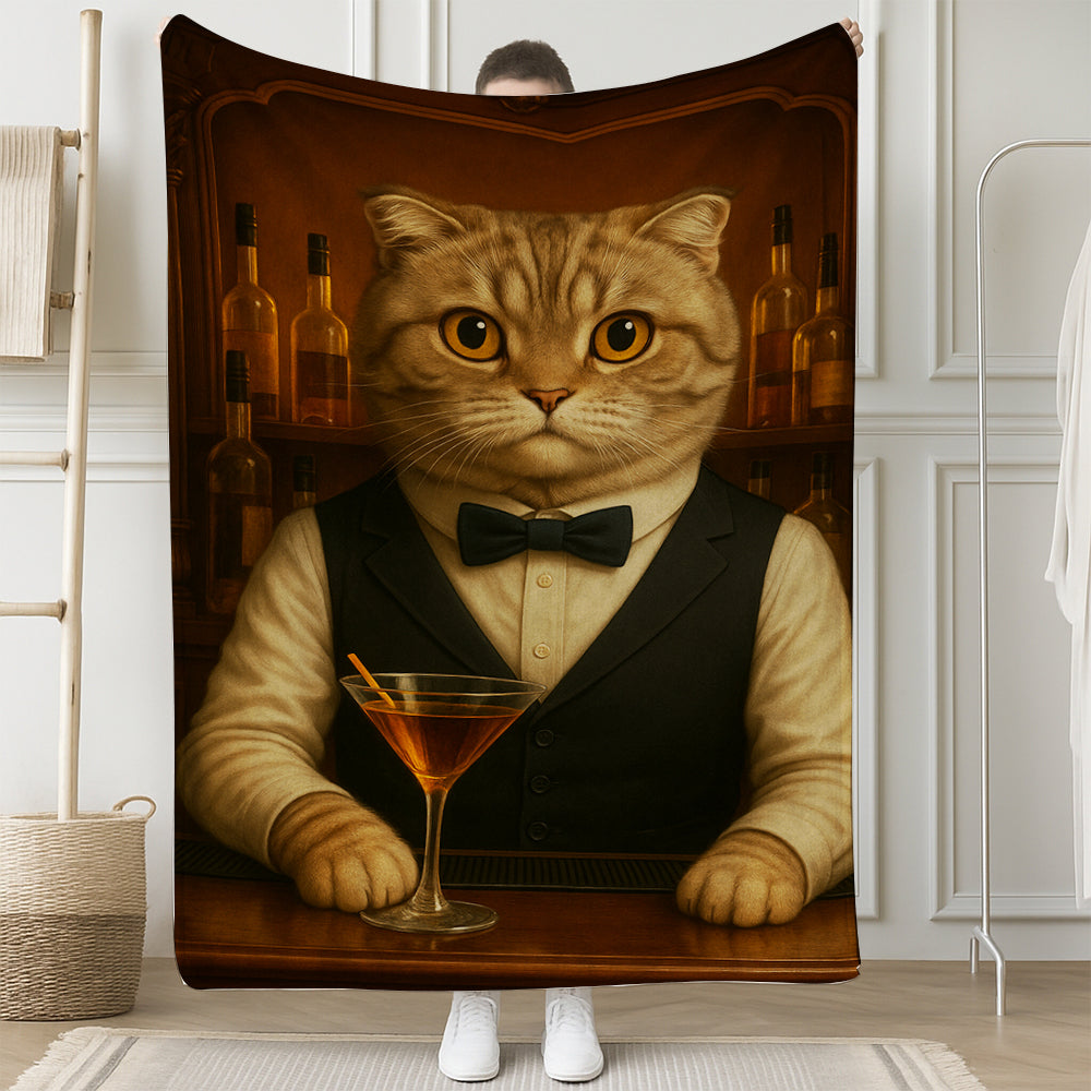 Personalized Cat Portrait Bartender Blanket