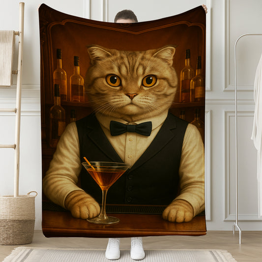 Personalized Cat Portrait Bartender Blanket