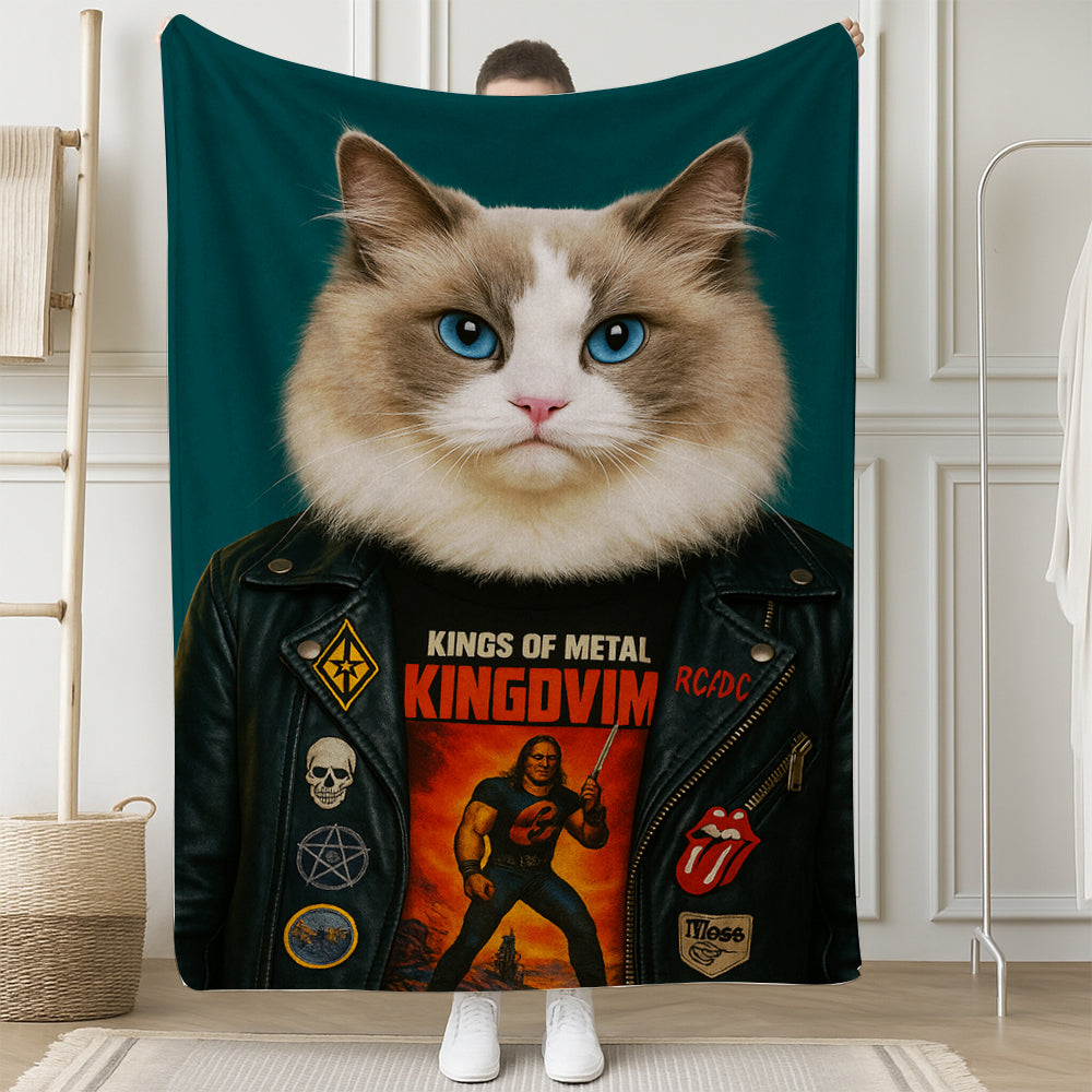 Custom Photo Cat Rock n Roll Blanket