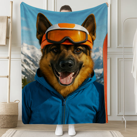 Custom Photo Snowboarder Dog BlanketGift For Dog Lovers