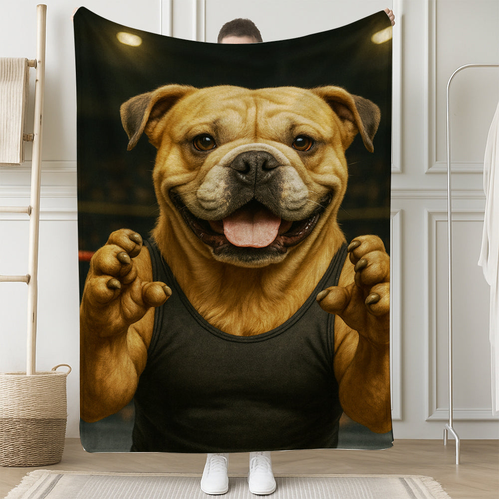 Custom Photo Wrestler Fighter Dog BlanketGift For Dog Lovers