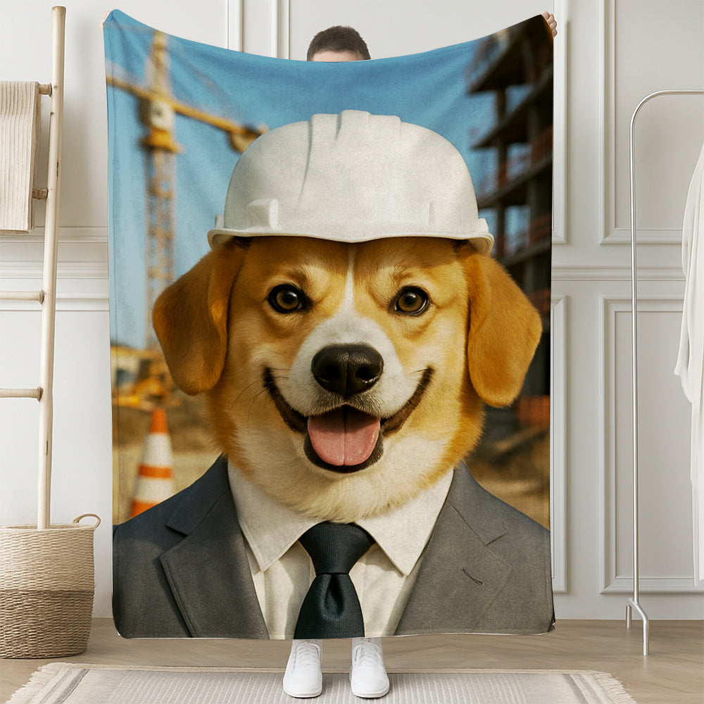 Custom Photo Engineer Construction Dog BlanketGift For Dog Lovers