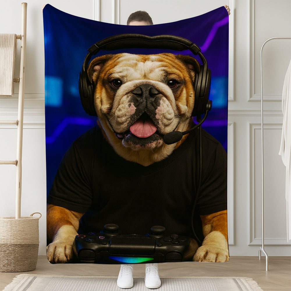 Custom Photo Gamer Dog BlanketGift For Dog Lovers