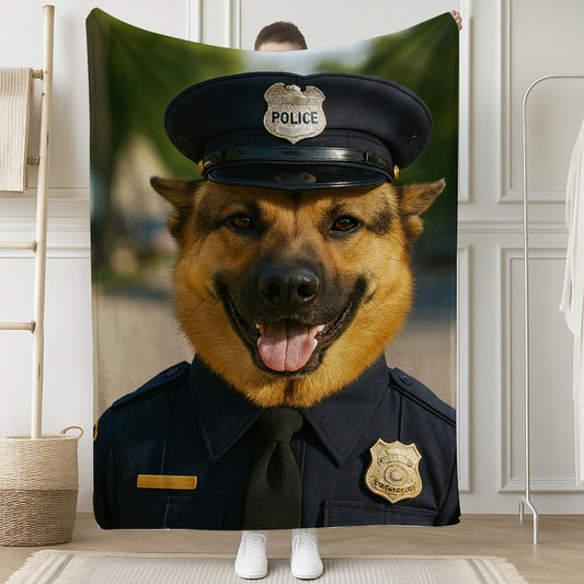 Custom Photo Police 2 Dog BlanketGift For Dog Lovers