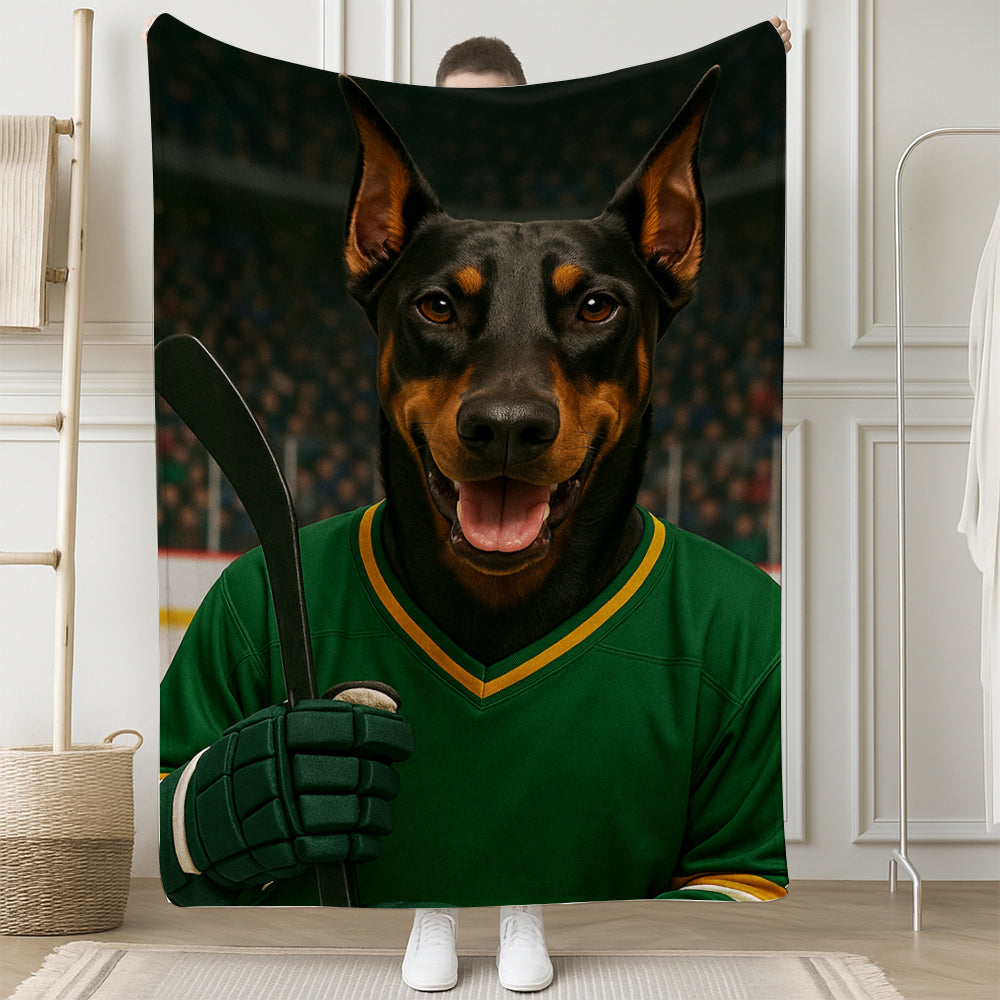 Custom Photo Hockey Player Dog BlanketGift For Dog Lovers