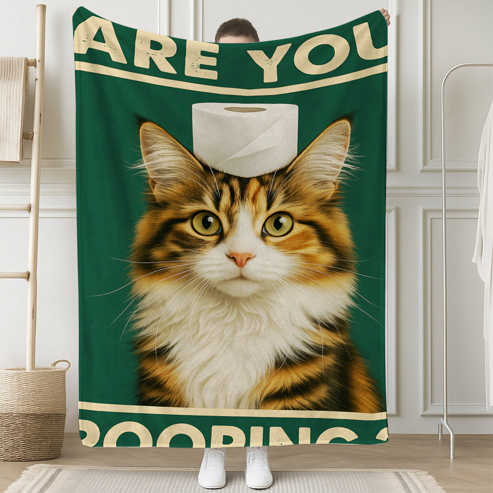 Custom Photo Funny Cat In Bathroom Blanket