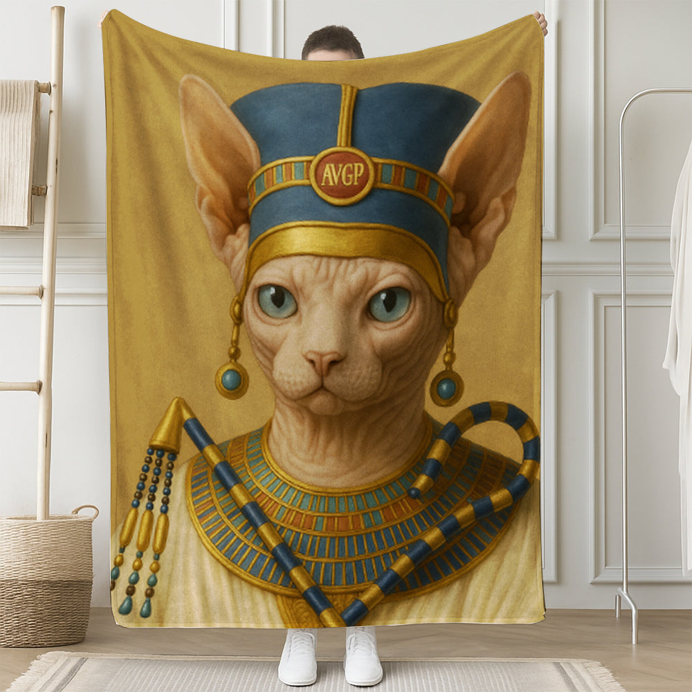 Custom Photo Egyptian Queen Cat Blanket Gift For Cat Lover