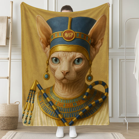 Custom Photo Egyptian Queen Cat Blanket Gift For Cat Lover