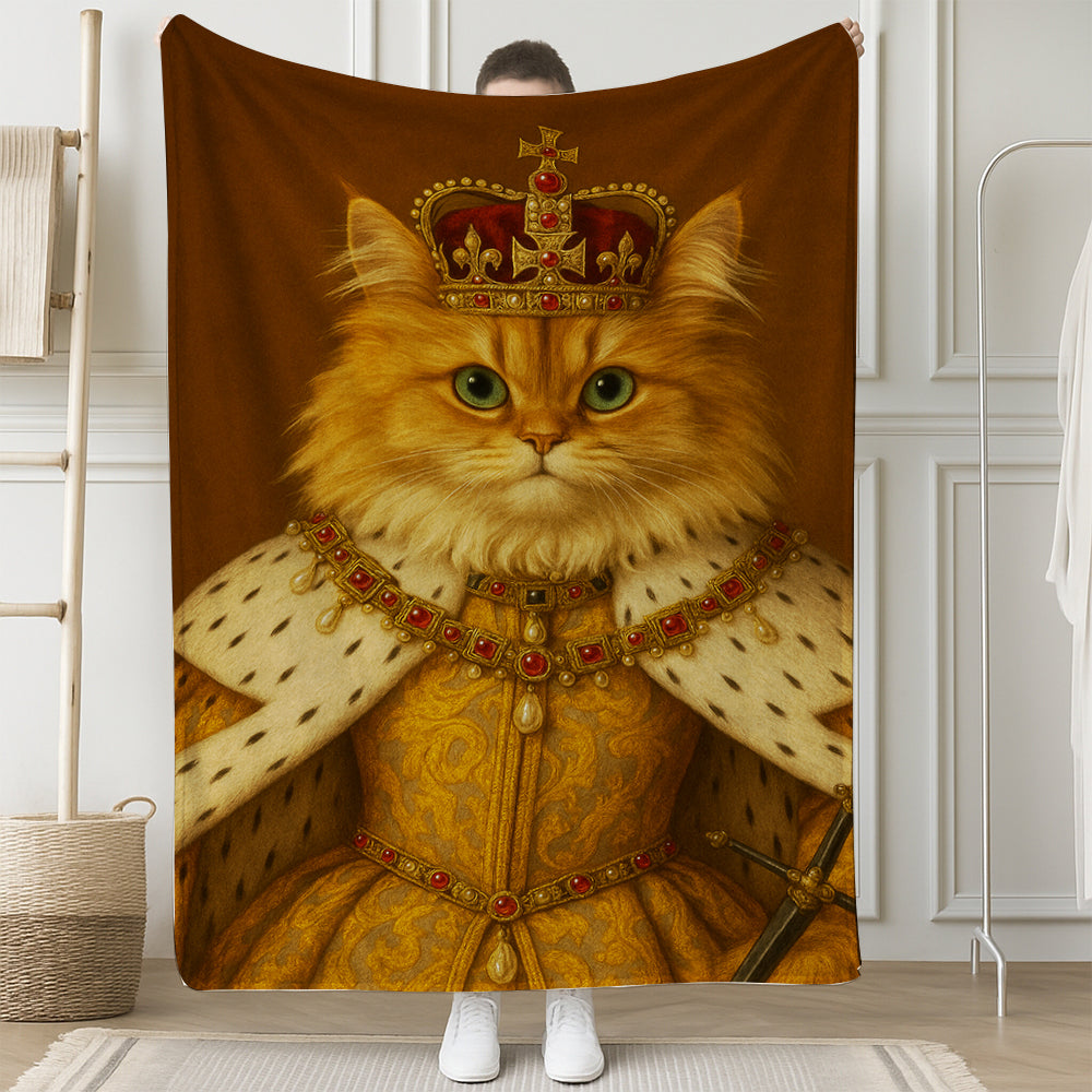 Custom Photo Crowned Queen Cat Blanket Gift For Cat Lovers