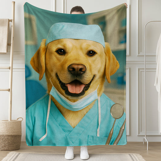 Custom Photo Dentist Dog BlanketGift For Dog Lover