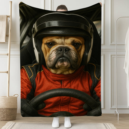 Custom Photo Racing Driver Dog BlanketGift For Dog Lovers