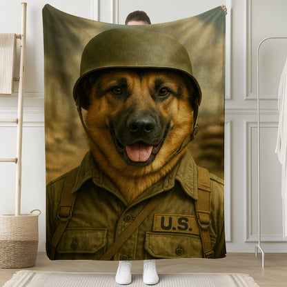 Custom Photo Military Dog BlanketGift For Dog Lovers
