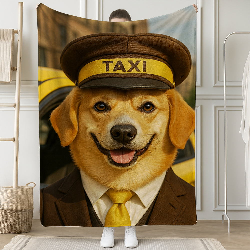 Custom Photo Taxi Driver Dog BlanketGift For Dog Lovers